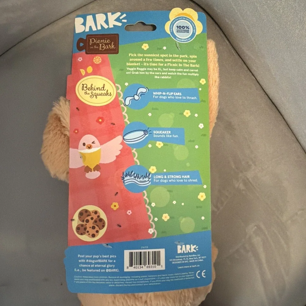 BARK Spring Picnic in the Bark Veggie Reggie Dog Animal Plush Toy For All Dog Sz